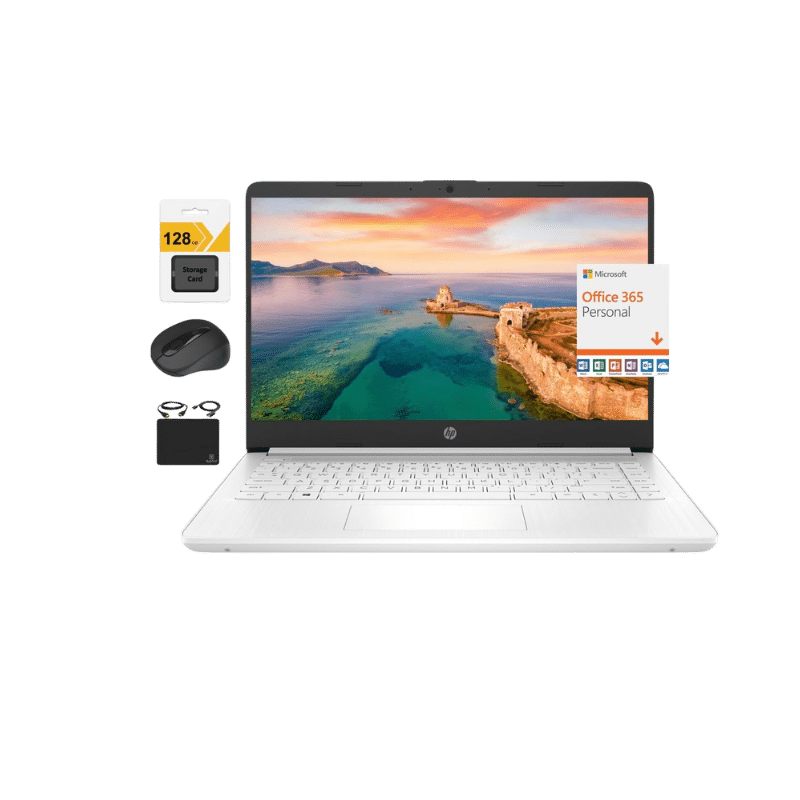 This HP 14" laptop focuses on portability and basic computing needs, featuring a compact design and long battery life, perfect for on-the-go users.